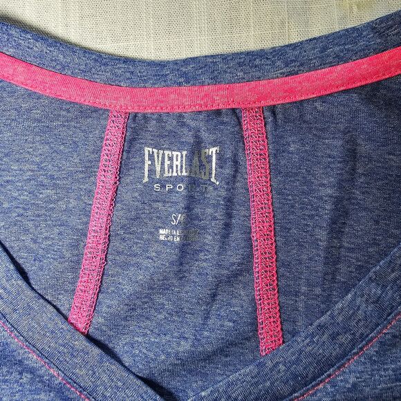 Everlast Sport Sportswear V-Neck T-Shirt in Blue w Pink Trim sz S - Picture 3 of 6